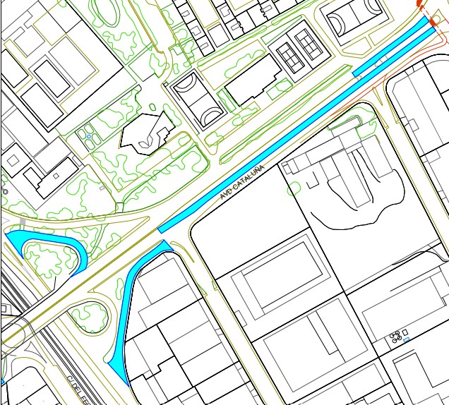 Mapa del asfaltado en la Avenida de Cataluña en Palencia