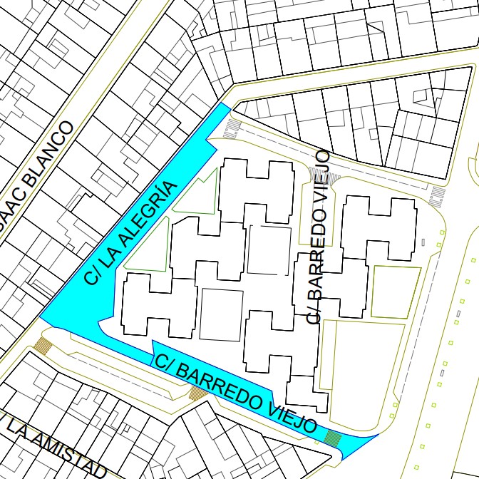 Mapa que muestra las calles Barredo Viejo y La Alegría en Palencia.