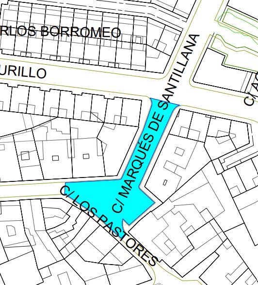Mapa que muestra la calle Marqués de Santillana y Los Pastores en Palencia.