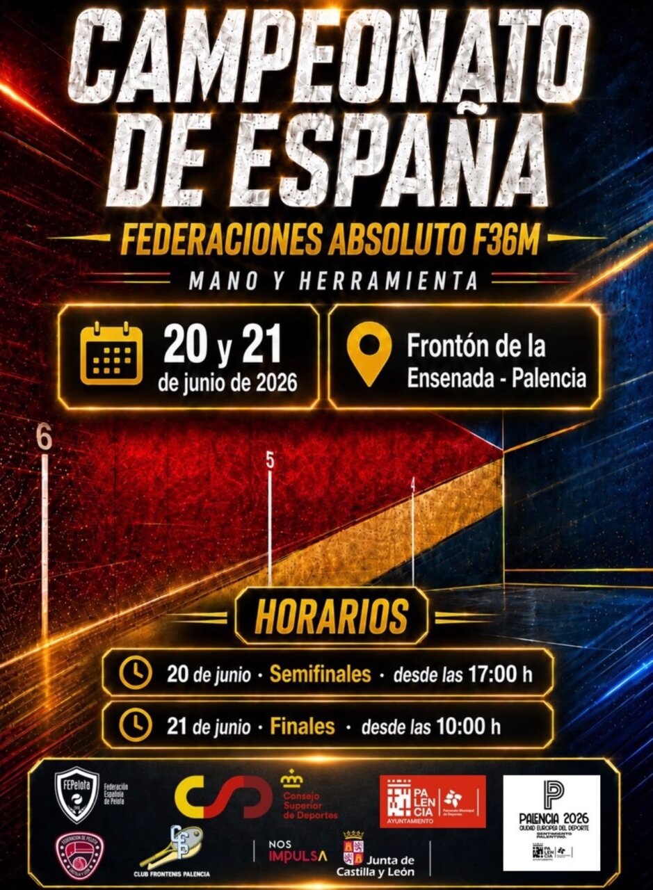 Cartel del Campeonato de España de Federaciones Absoluto de Pelota en Frontón