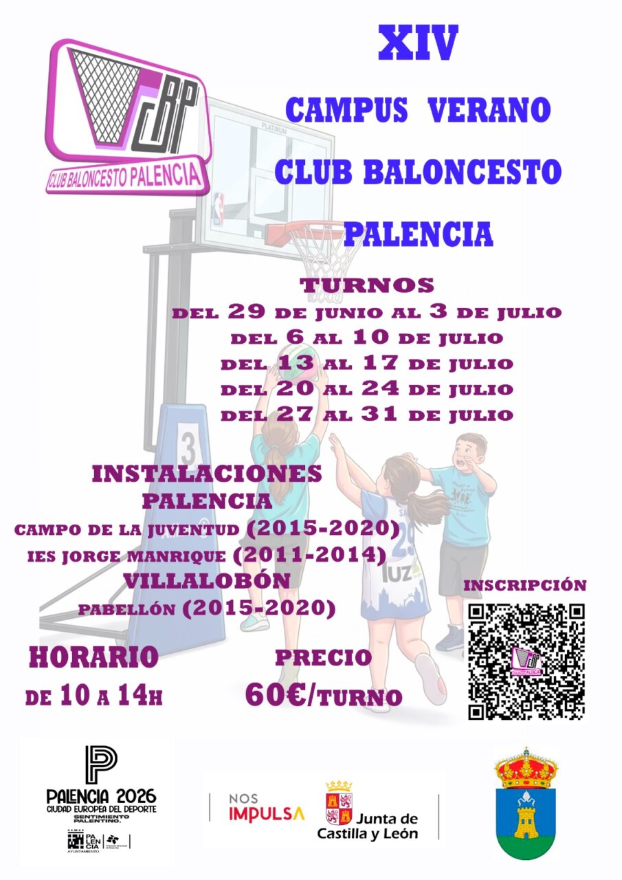 Cartel del XIV Campus de Verano del Club Baloncesto Palencia