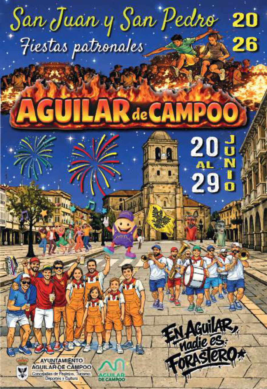 Cartel de las fiestas patronales de Aguilar de Campoo con actividades y fechas