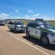 Vehículos de la Guardia Civil en el cruce de Melgar de Yuso tras un accidente