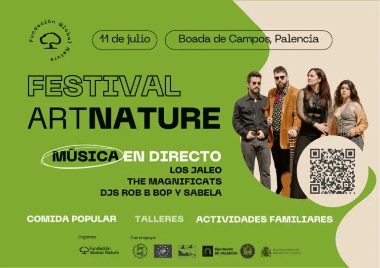 Cartel del festival ArtNature en Boada de Campos con actividades y música