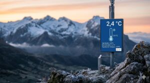 Termómetro que muestra temperaturas frías en Aguilar de Campoo y San Isidro