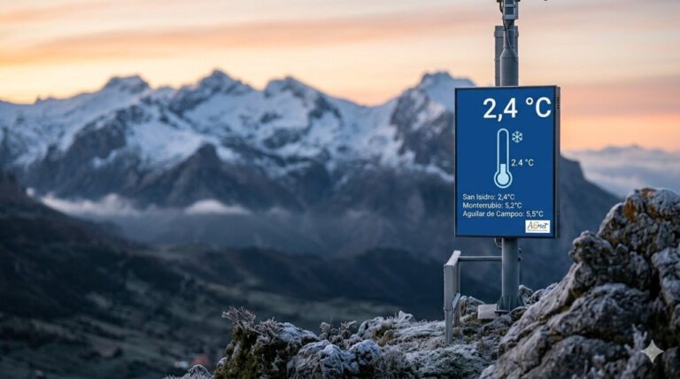 Termómetro que muestra temperaturas frías en Aguilar de Campoo y San Isidro