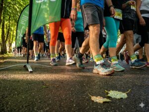 Participantes en la marcha solidaria en Herrera de Pisuerga