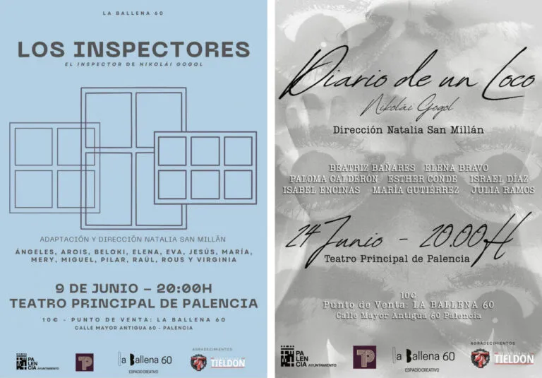 Cartel de las obras 'Los Inspectores' y 'Diario de un Loco' en La Ballena 60