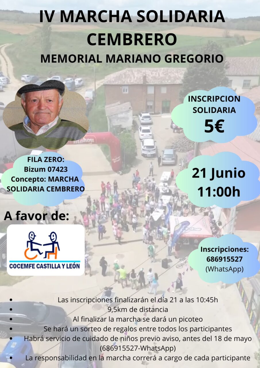 Cartel de la IV Marcha Solidaria Cembrero en memoria de Mariano Gregorio
