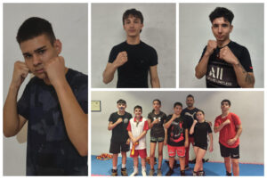 Miguel Espartero y deportistas del Spartan's Boxing en entrenamiento de boxeo