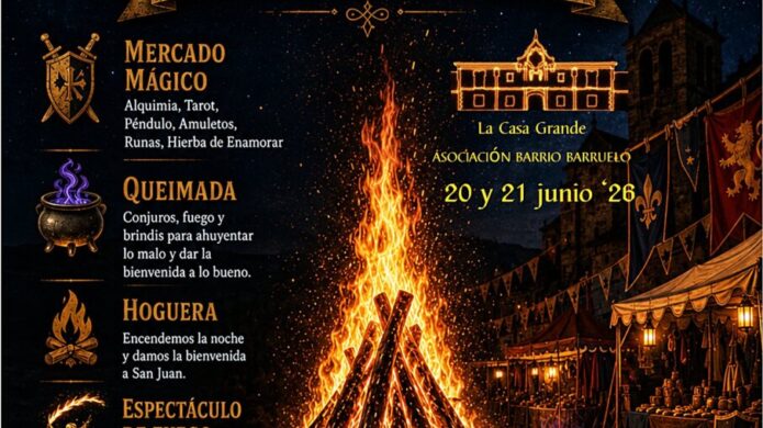 Cartel de la Noche de San Juan en Guardo con fuego y magia