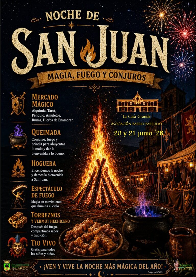 Cartel de la Noche de San Juan en Guardo con fuego y magia