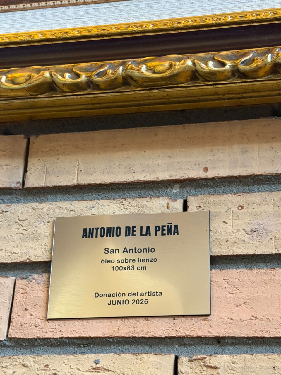 Placa de la obra San Antonio del pintor Antonio de la Peña