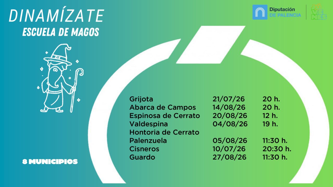 Cartel de la Escuela de Magos con horarios y localidades