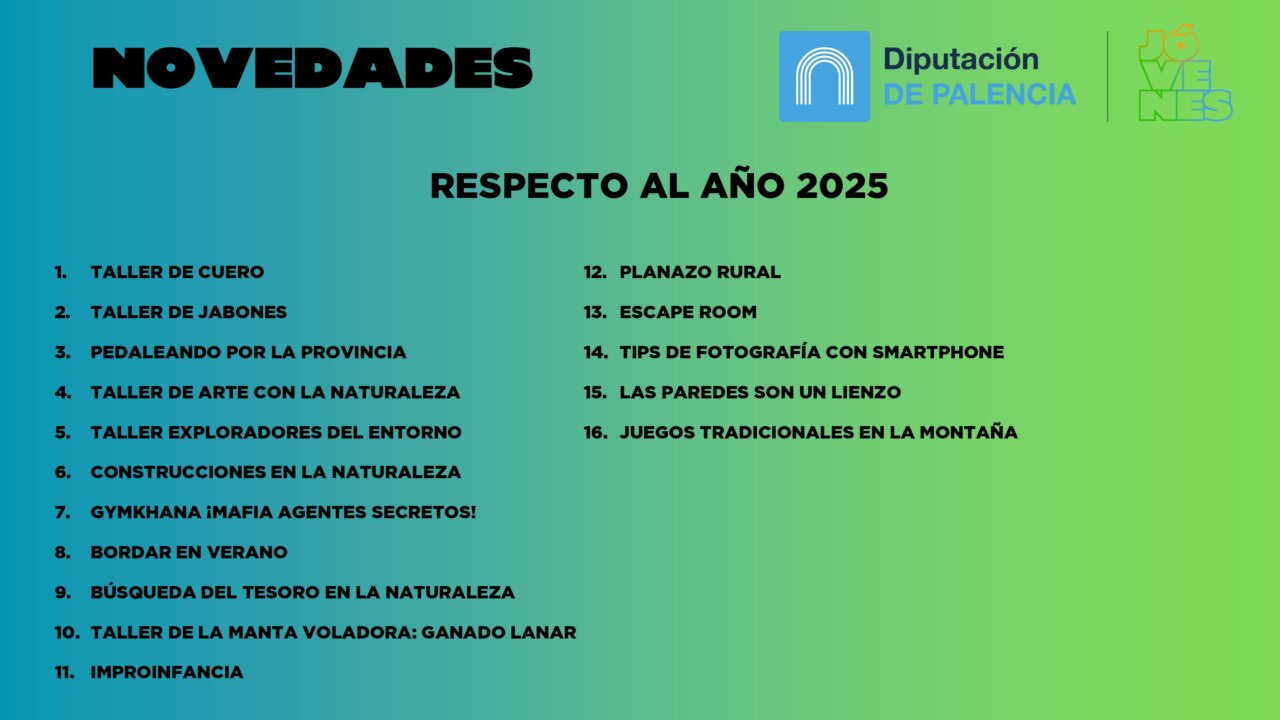 Novedades del programa de ocio juvenil de verano en Palencia