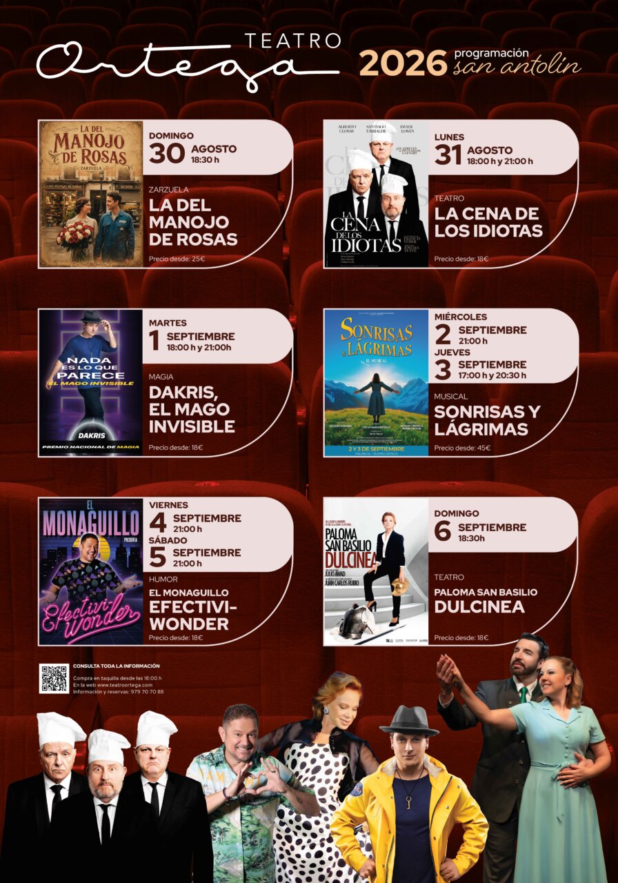 Cartel de la programación del Teatro Ortega para las fiestas de San Antolín 2026