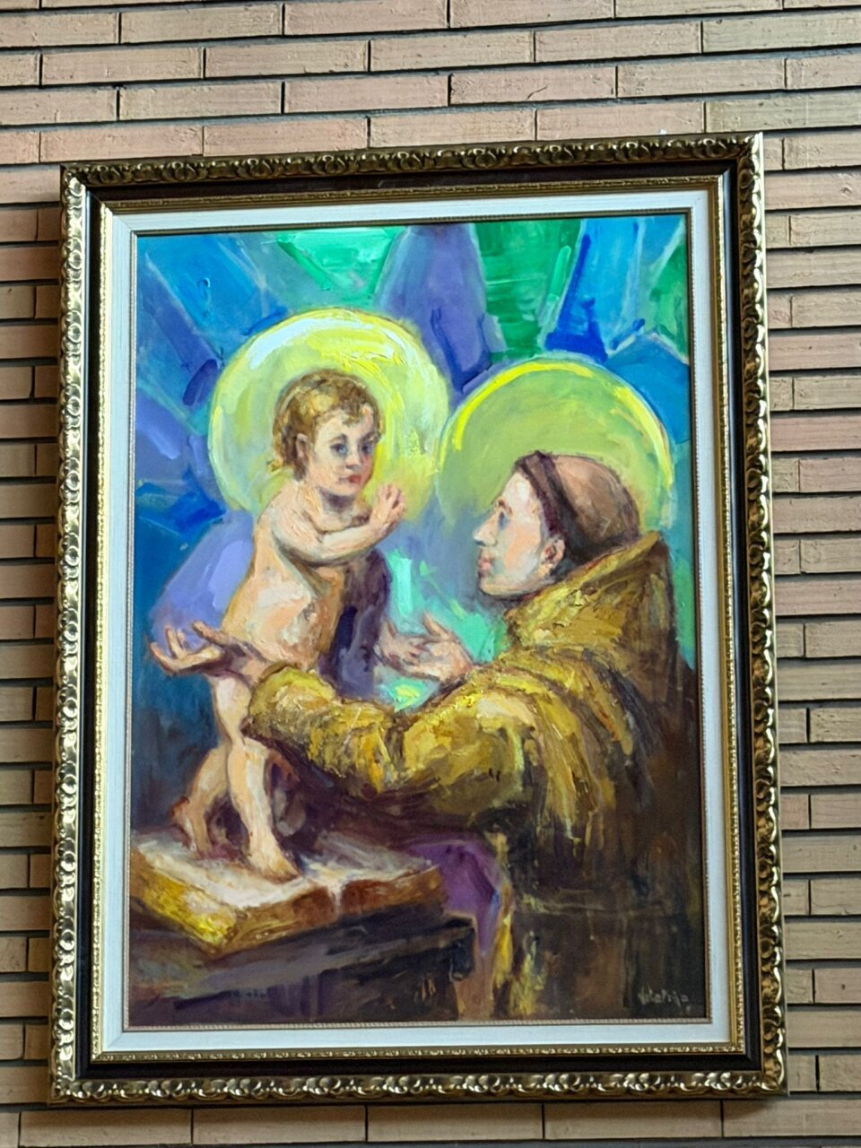 Pintura de San Antonio y el Niño Jesús por Antonio de la Peña