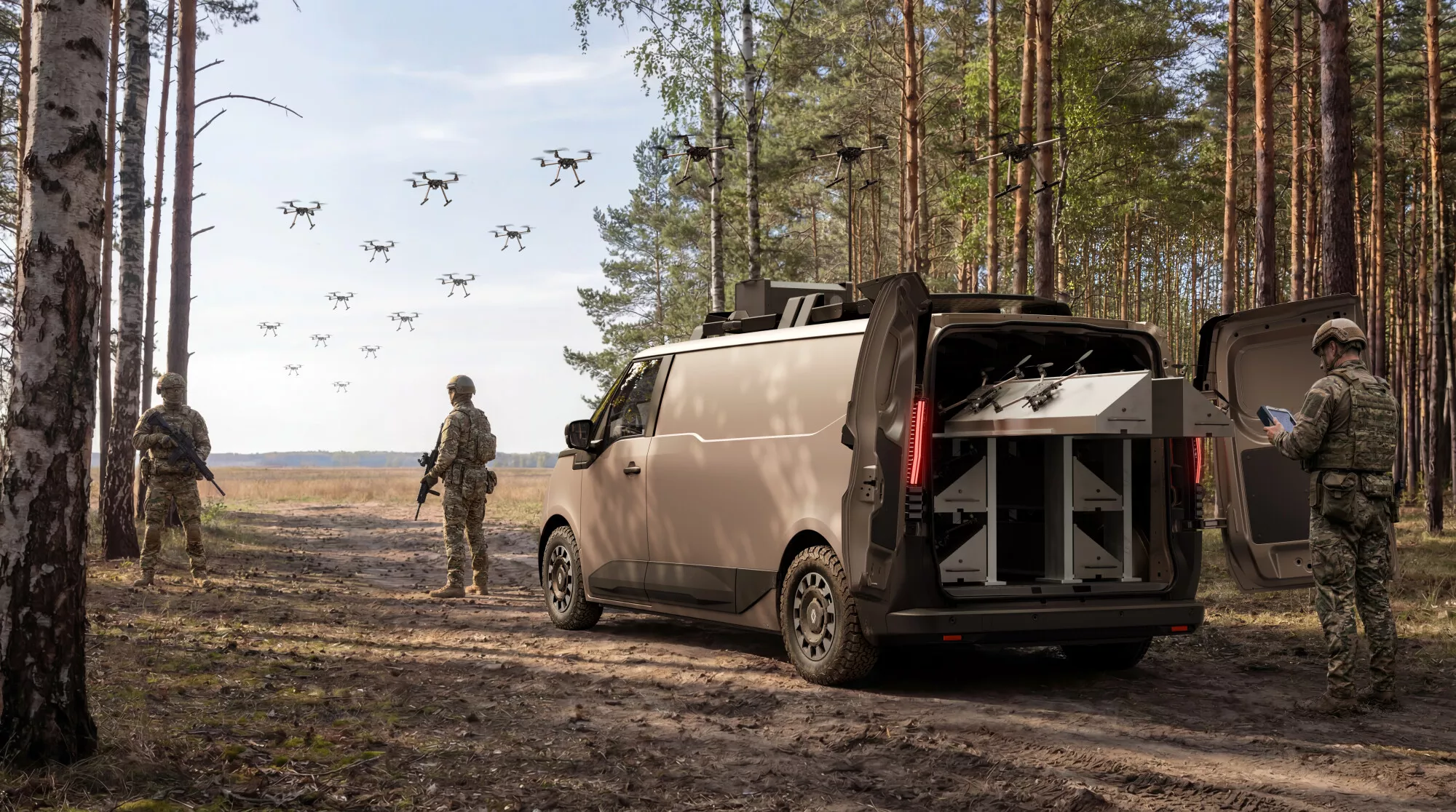 Vehículo táctico multirrol de Renault y Thales en un entorno forestal
