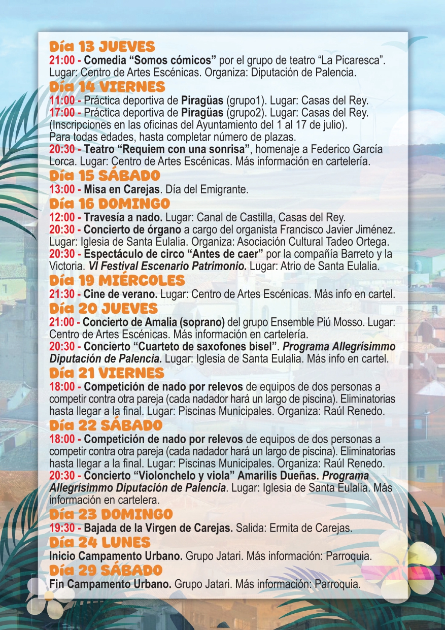 Programa de actividades de verano en Paredes de Nava 2026