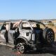 Vehículo volcado tras un accidente de tráfico en la A-67 cerca de Herrera de Pisuerga.