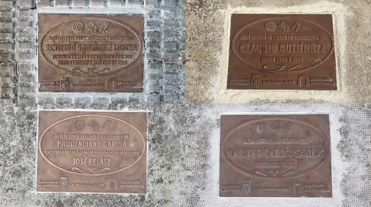Placas conmemorativas de antiguos herreros en Villaherreros