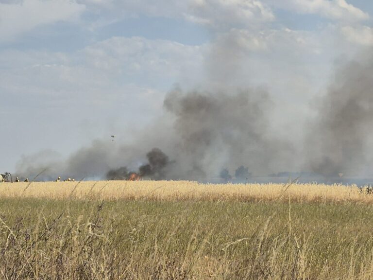 Incendio en Santervás de La Vega con helicópteros y bomberos trabajando