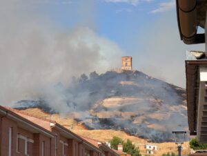 Incendio forestal en Tariego de Cerrato con humo y llamas visibles