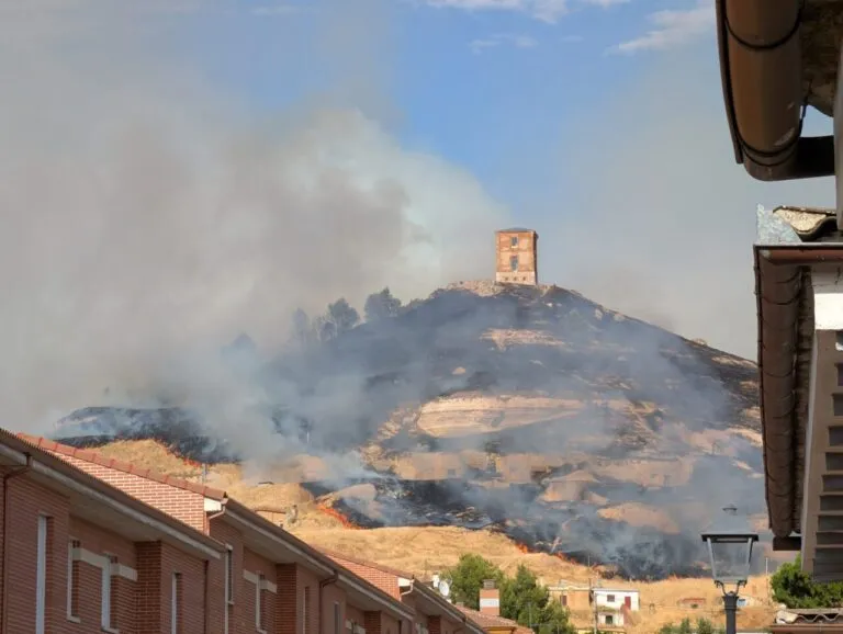 Incendio forestal en Tariego de Cerrato con humo y llamas visibles