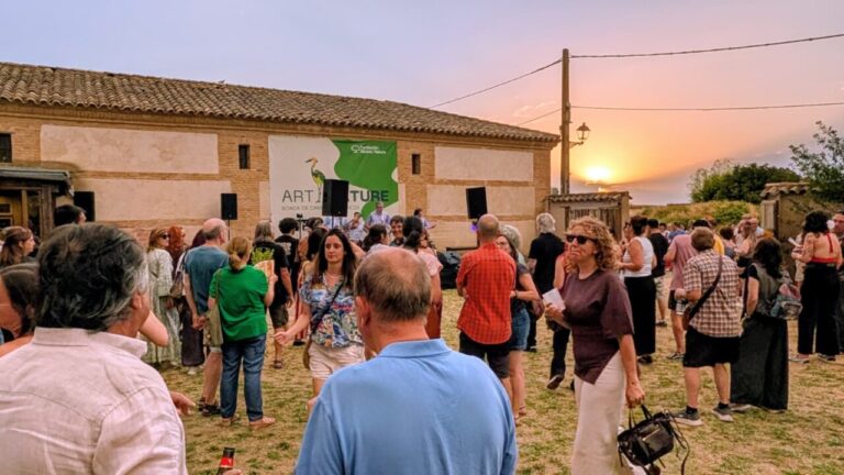 Asistentes disfrutando del festival ArtNature en Boada de Campos al atardecer.