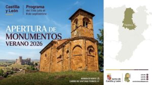 Iglesia de estilo románico en Castilla y León con paisaje rural