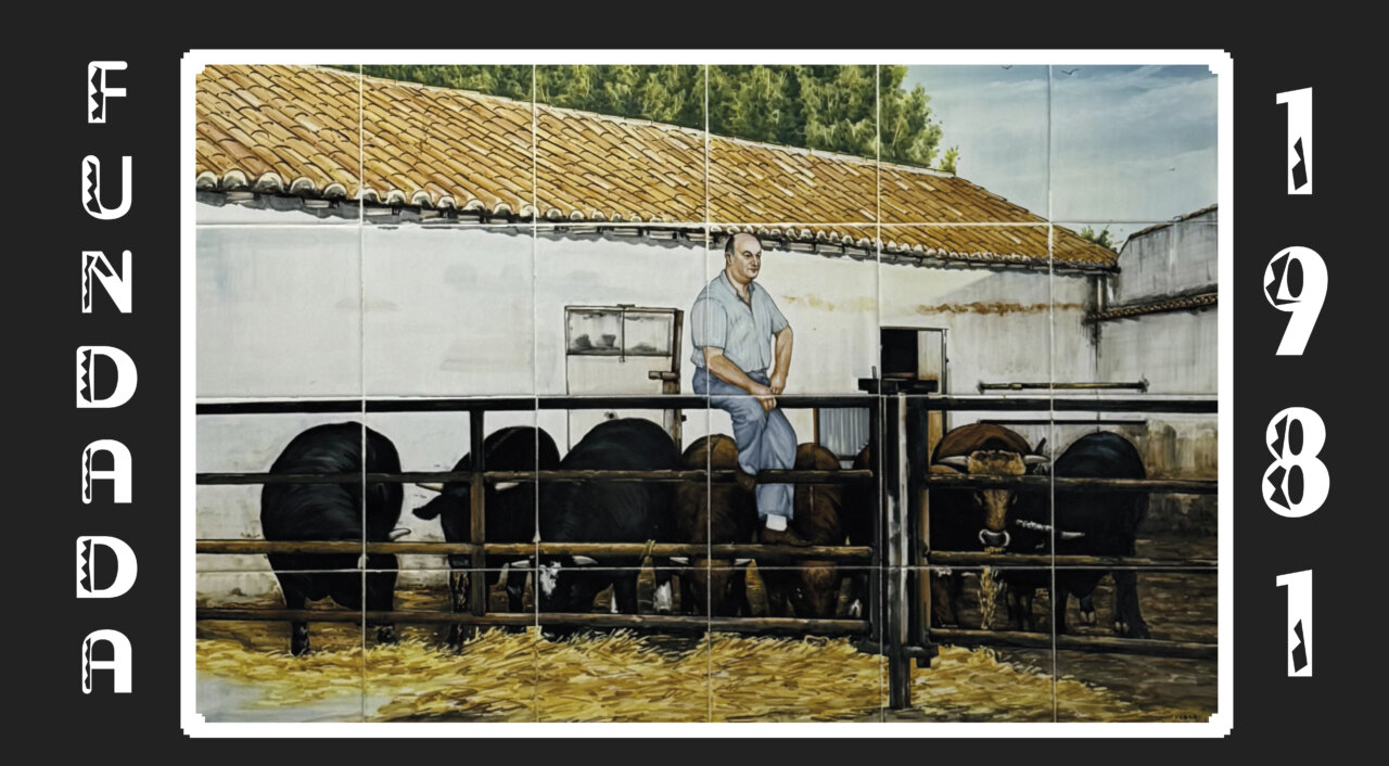 Mural de la Carnicería Alonso con ganado y el fundador