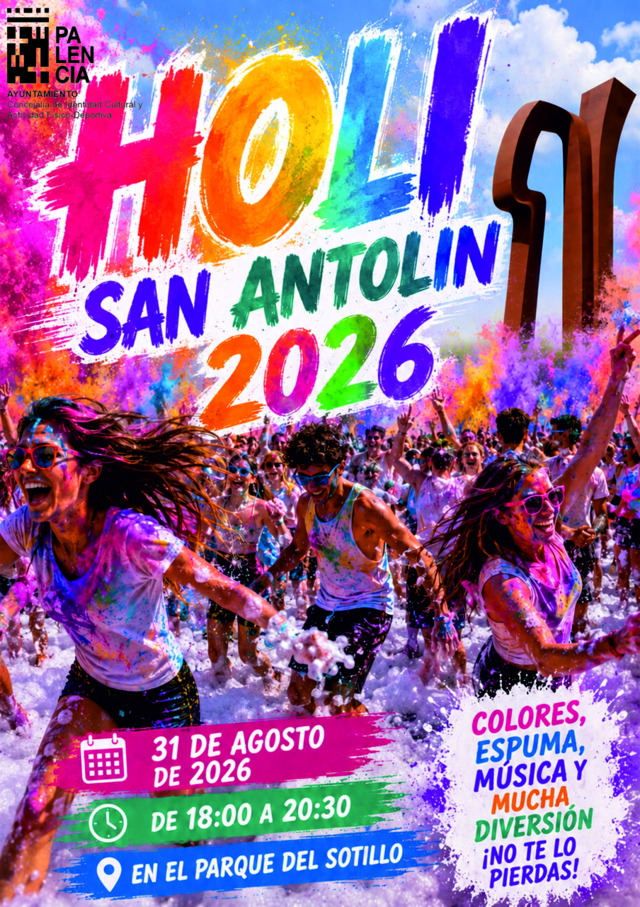 Cartel de la carrera Holi San Antolín 2026 con colores y diversión