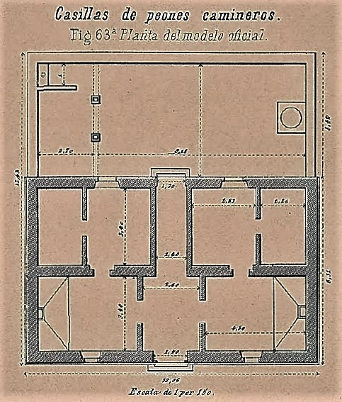 Plano de casillas de peones camineros con distribución de habitaciones