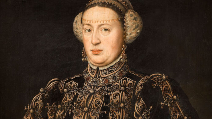 Retrato de Catalina de Austria, reina de Portugal y figura política del siglo XVI.