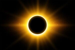 Eclipse solar visto desde las bodegas de Torquemada con rayos de luz