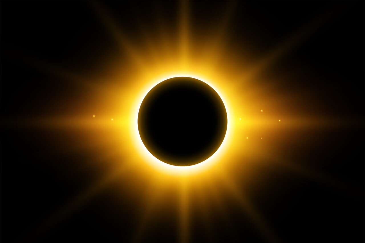 Eclipse solar visto desde las bodegas de Torquemada con rayos de luz