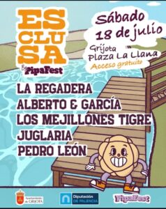 Cartel del Festival Esclusa en Grijota con información sobre artistas y fecha.