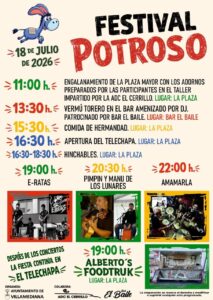 Cartel del III Festival Potroso en Villamediana con horarios y actividades.