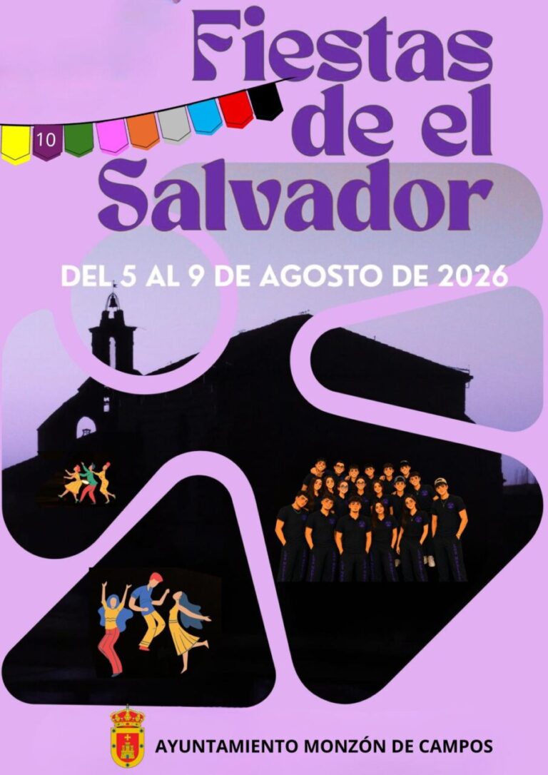 Cartel de las fiestas de El Salvador en Monzón con actividades y fechas