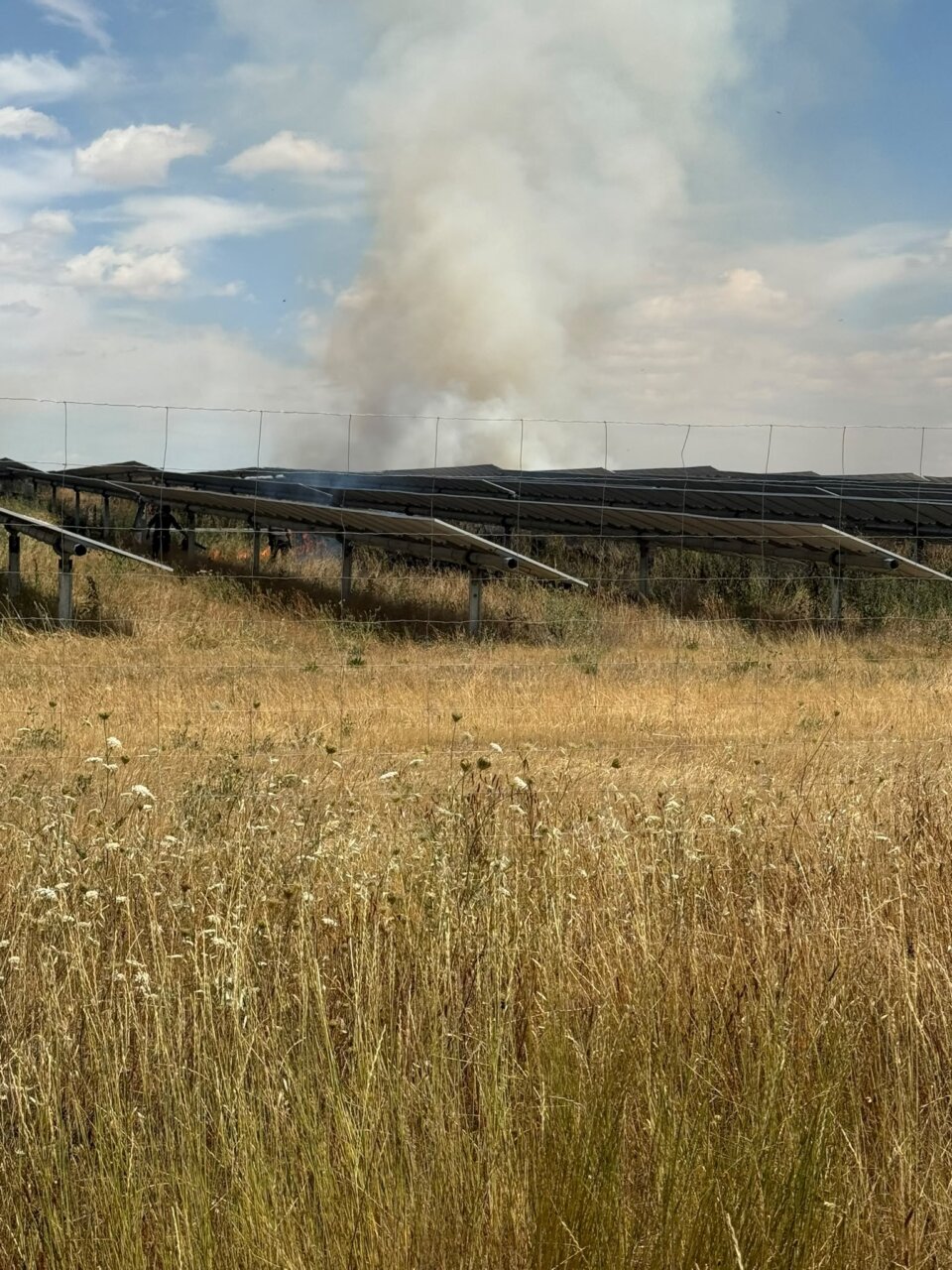 Incendio de vegetación en planta fotovoltaica en Villamediana