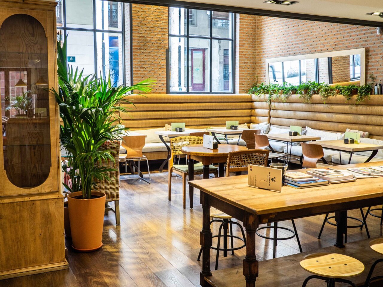 Interior acogedor de la cafetería La Habana Centro en Palencia