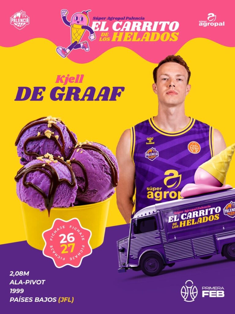 Kjell De Graaf, ala-pívot del Súper Agropal Palencia con helados