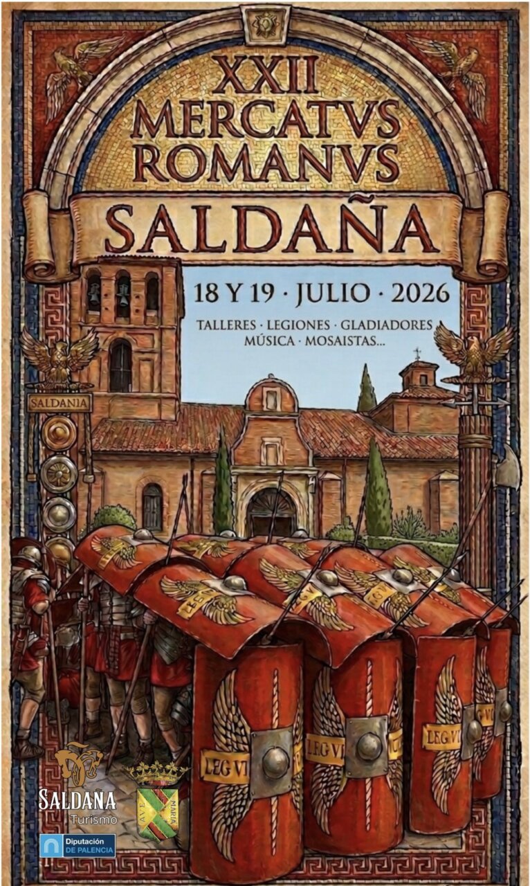 Cartel del XXII Mercatus Romanus en Saldaña, con legiones y actividades