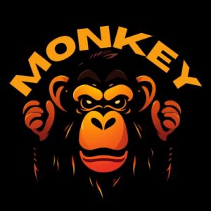 Logo del Monkey Café con un mono estilizado y texto llamativo