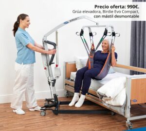 Grúa elevadora Birdie Evo Compact en uso con paciente