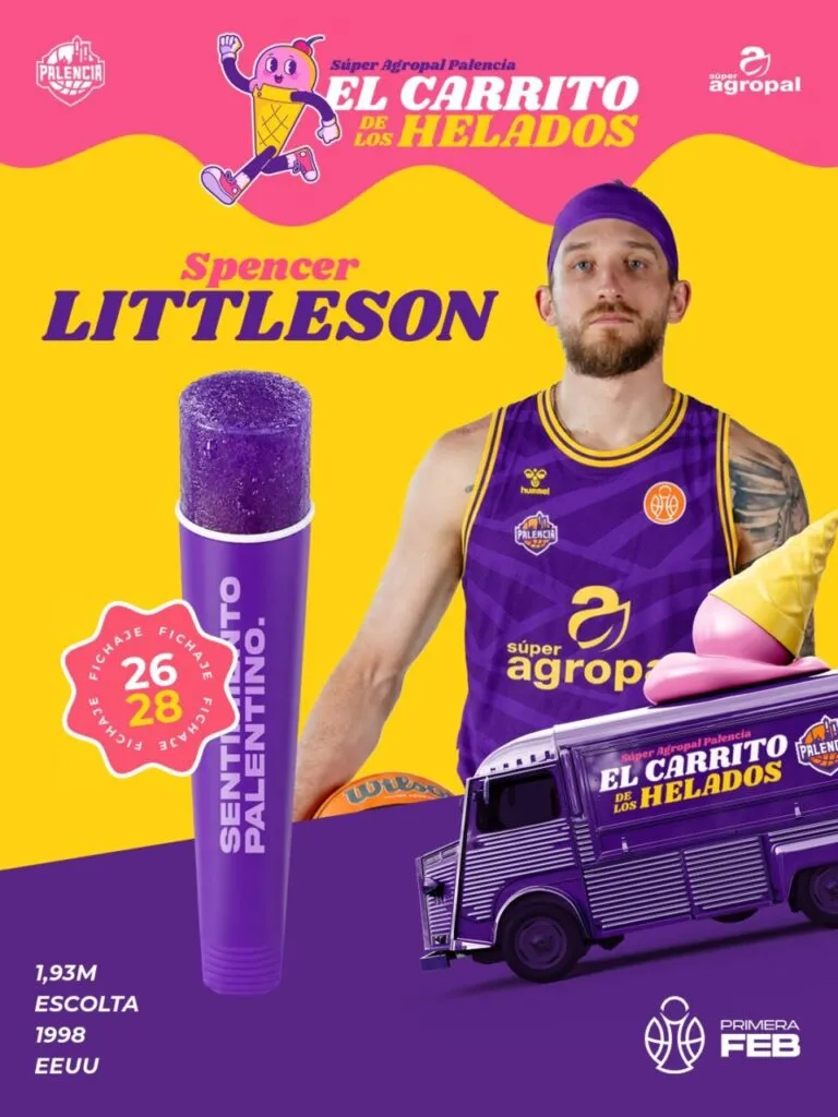 Spencer Littleson jugador del Súper Agropal Palencia con balón
