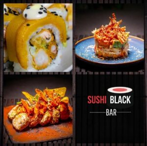 Platos de sushi fusionando sabores venezolanos y japoneses en Sushi Black