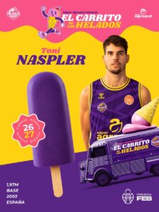 Toni Naspler, base del Súper Agropal Palencia, con un helado morado