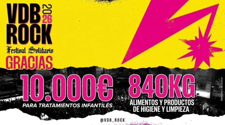 Cartel del festival VdB Rock 2026 con datos de recaudación