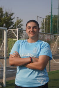 Capitanas del Palencia Fútbol Femenino posando en el campo.